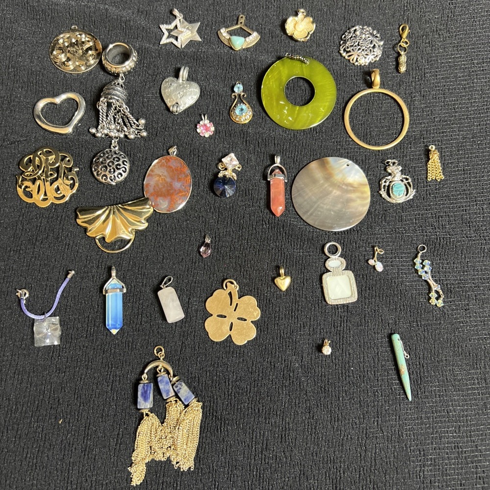 Mixed Pendant Lot Stone Shell Tassel Jewelry Making Repurpose Craft Salvage